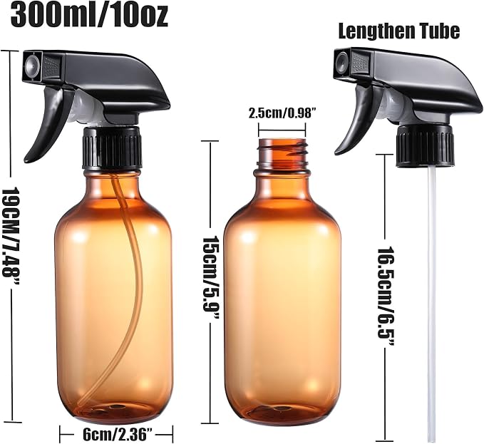 Spray Bottles 2 Pack 10 oz Refillable Plastic Squirt Bottle for Liquid | Fine Mist Water Spray Bottle with Adjustable Stream Nozzle BPA-free Spray Bottle for Hair, Plant, Cleaning, Pet Training