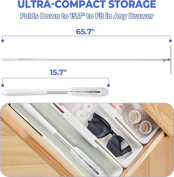 Duster Extended Handle & Long Duster, Compatible with Swiffer, 65.7" | Stainless Steel Extension Pole, Locking Angle Duster for Ceiling Fans, Blinds, Tall Cabinets & Home Cleaning Supplies,1 Pack