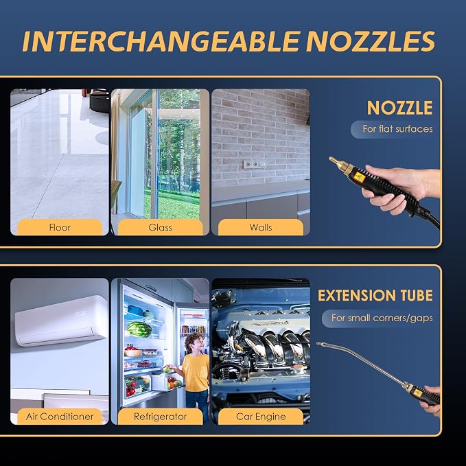2500W Handheld Steam Cleaner, Pressurized Steam Cleaning Machine with 3 Brush Heads, 20s Heat Up, 1L Tank, Multipurpose Mini Portable Steamer for Tile, Grout, Furniture, Kitchen, Car, Home