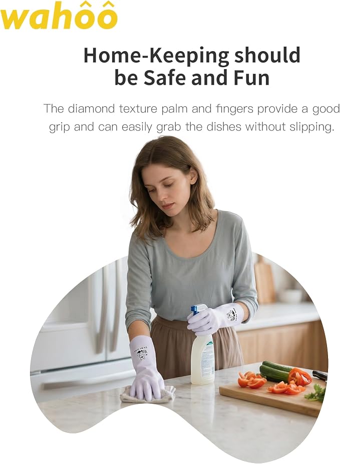 LANON wahoo 3 Pairs Nitrile Cleaning Gloves, 12 Mil Dishwashing Glove,Small | Dishwashing, Latex Free, Skin-Friendly, Dishes Washing, Reusable,DEHP-Free,Non-Slip,Household Colorful Kitchen Nitrile Gloves
