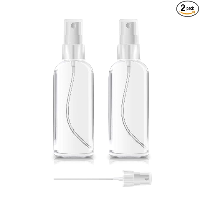 2 Pack Small Spray Bottles 1oz Clear Plastic Empty Refillable Mini Spritzer | Water Essential Oils Perfume Atomizer Spray Bottle, Fine Mist Travel Size Spray Bottles for Face Cleaning Gardening Skin Care