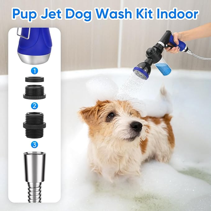 Upgraded 9.8FT Tub Faucet Sprayer Attachment for Dog Shower | Dog Washing Hose Attachment for Utility Sink/Bathroom/Sink, for Faucet Pup Pet Bathing Sprayer Kit
