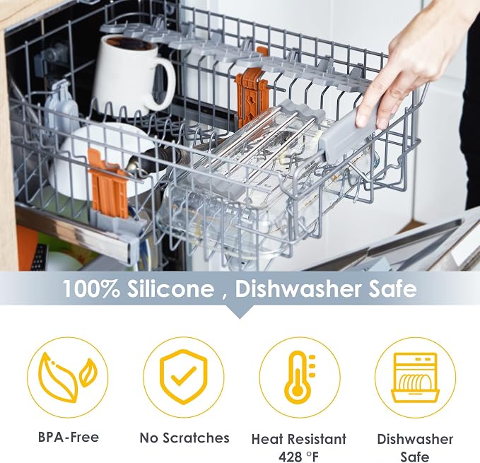 Tomorotec Adjustable Over-The-Sink Kitchen Rack, BPA-Free, Gray | Holds 16.5 Lbs; For Dishcloths, Sponges, and Brushes - Heat-Resistant Stainless Steel with Slim, Expandable Design