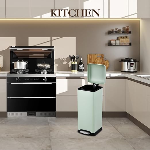 Takywep 8 Gallon/30L Stainless Steel Step Trash Can, Soft Close Pedal Garbage Bin with Detachable Inner Bucket,Fingerprint Resistant,Dual-Use Waste & Recycling Container for Home Kitchen