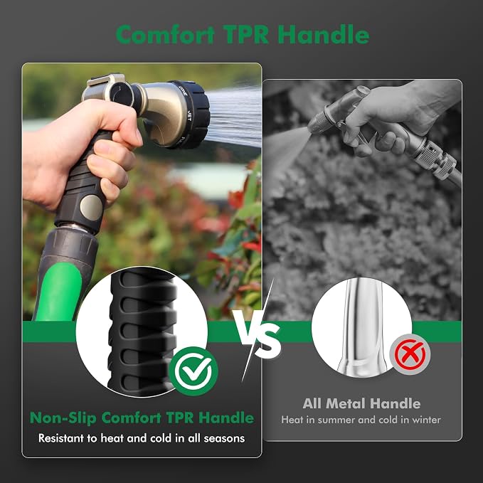 RESTMO Heavy Duty Hose Nozzle, Metal Garden Water Hose Sprayer | 7 Watering Patterns, Thumb Control, On Off Valve, Leak Proof Nozzle Sprayer for Watering Plants, Car & Pet Washing, Bronze