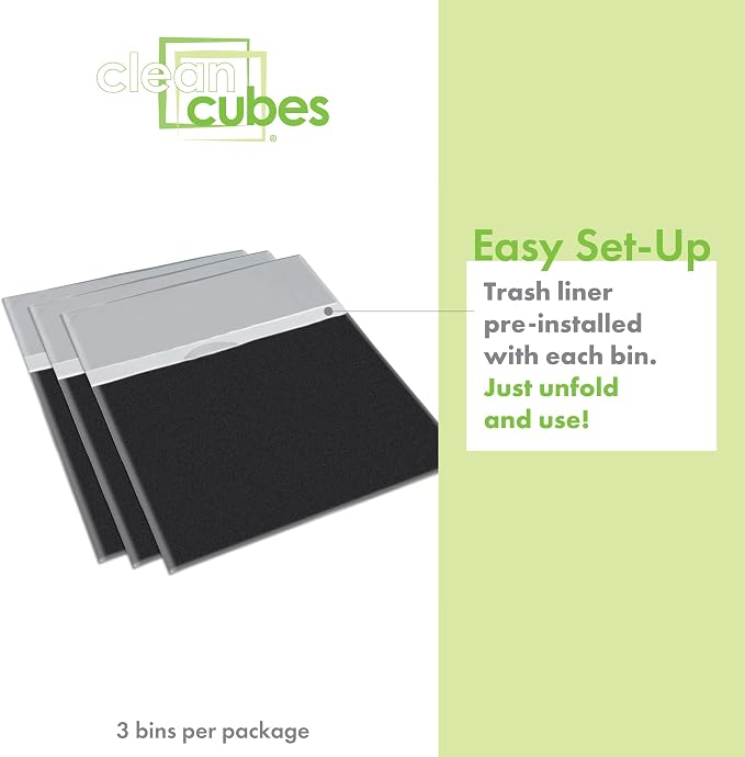 Clean Cubes 13 Gallon Disposable Pop-Up Trash Cans, 6-Pack (Black) | One Pack Covers the Whole Party, Place a Bin in Every Corner, No Assembly, Built-In Liner, Toss the Whole Bin When Full