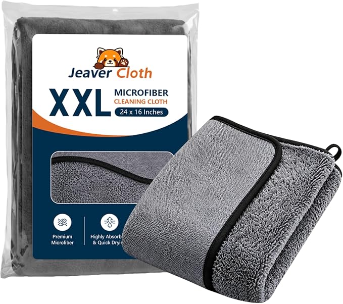 Jeaver Window Cleaning Cloth XXL,Microfiber-Reusable,1Pcs | XXL 24x16" microfiber cloth cleans with water only, streak-free on glass, tile, shower. Reusable, no chemicals.