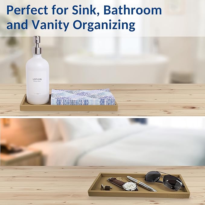 Spacewiser Silicone Countertop & Vanity Tray – 11.7” Bathroom Counter Tray | Bathroom Tray, Bathroom Tray Countertop, Tray for Bathroom Counter, Silicone Kitchen Tray for Counter & Countertop Organizer
