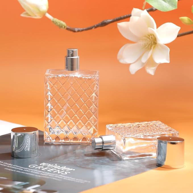50ml/1.7 Oz Vintage Glass Perfume Spray Bottle Atomizer Empty | Refillable Perfume Cologne Spray Bottle Fine Mist with 3 Kinds of Perfume Dispenser