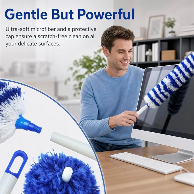 Microfiber Dusters for Cleaning, Washable Feather Duster for Household Cleaning, Car Cleaning, Office Cleaning