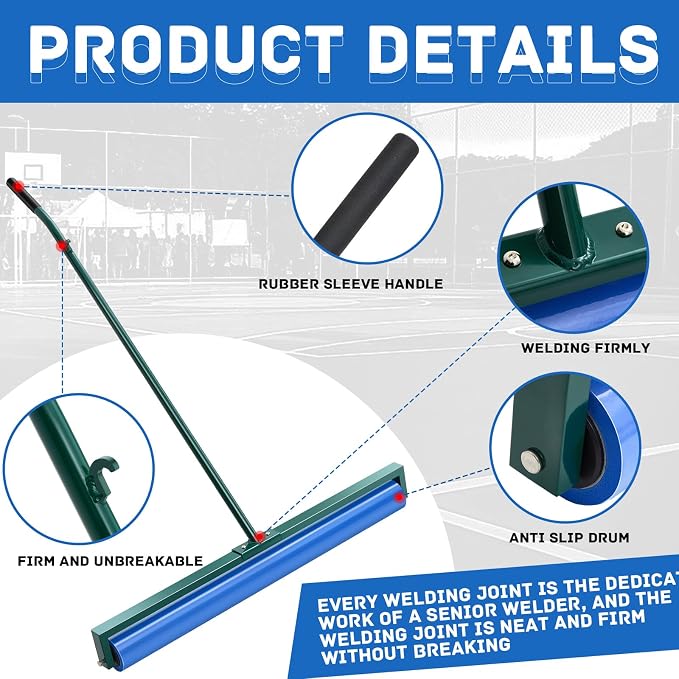 Suclain 36 Inch Tennis Court Squeegee PVA Foam Sponge Roller Lightweight Removes Water Quickly Clear Floors Tool for Tennis Basketball Sports Courts Garages