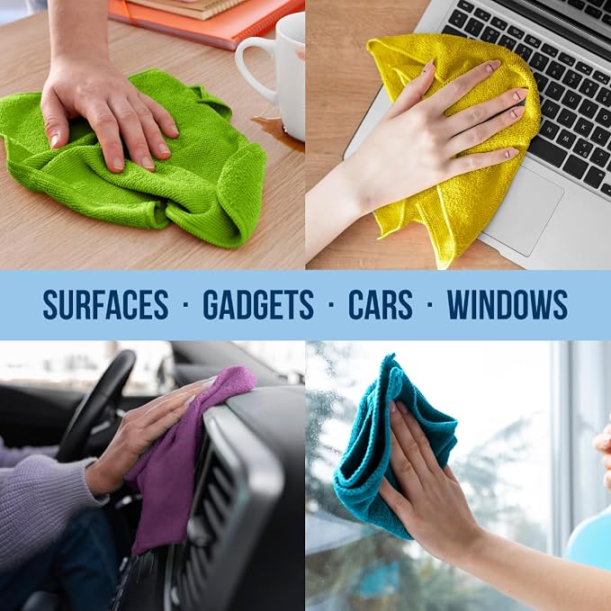 Microfiber Cleaning Cloth 11.5" x 11.5" 750 Pack - Edgeless Microfiber Towels for Cars, Cleaning Rags, Lint Free Car Microfiber Towel, Reusable Cleaning Cloths (Multicolor)