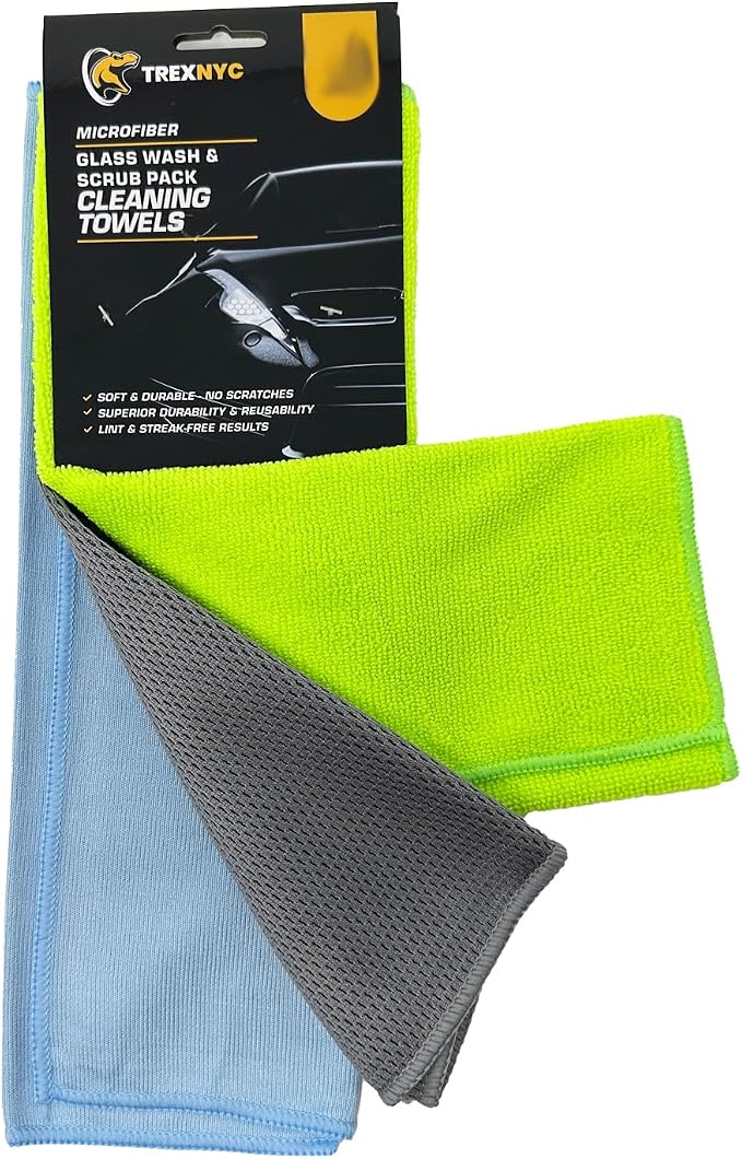 Microfiber Cleaning Cloth Set - Soft & Durable Cleaning Towels with Superior Durability & Reusability (4 Packs, Glass Wash & Scrub)