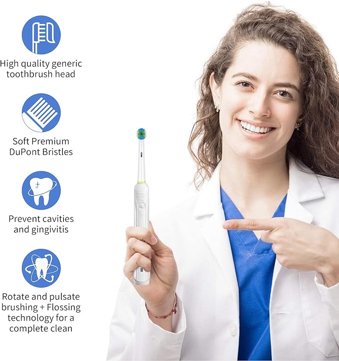 Schallcare Replacement Brush Heads Compatible with Oral B Braun Electric Toothbrush - Floss Toothbrush Head Fits for Oral B Pro 1000 Genius Smart Series (12 Pack)