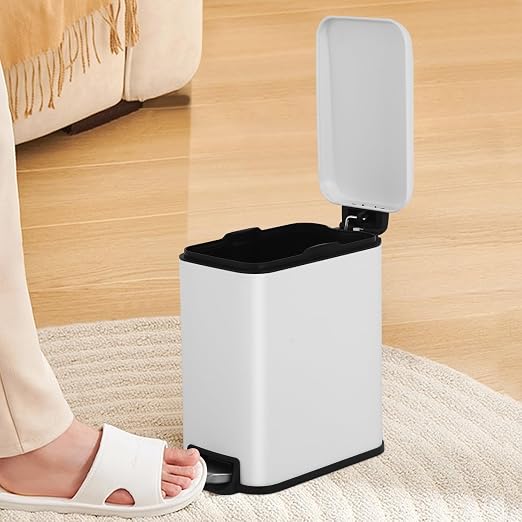 1.3 Gallon Small Kitchen Trash Can, Stainless Steel, Removable Plastic Inner Bucket, Foot Pedal, for Bathroom,(2 Set)
