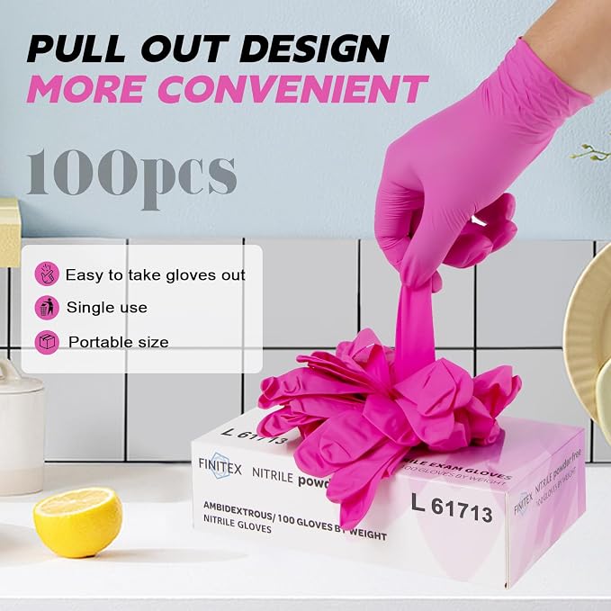 FINITEX Nitrile Disposable Latex-Free Gloves - 3.5mil 100/1000PCS Powder-Free Latex Free Cleaning Medical Exam Food Gloves