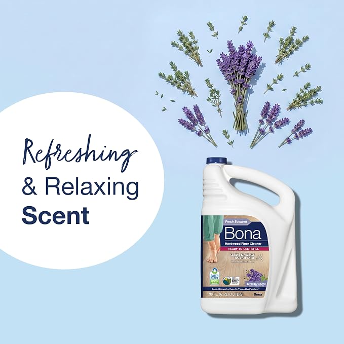 Bona Hardwood Floor Cleaner Refill - 96 fl oz - Lavender Thyme Scent | Residue-Free Floor Cleaning Solution Spray Mop and Spray Bottle Refill - For Wood Floors