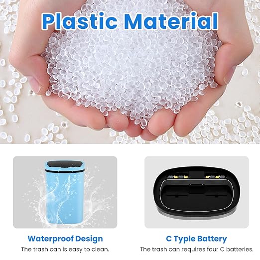 BLKMTY 13-Gallon Kitchen Trash Can, 50L Plastic Garbage Can, Automatic Touch Free Garbage Bin, Motion Sensor Trash Can with Lid, Tall Waste Bin for Home Office Bathroom Touchless, Blue