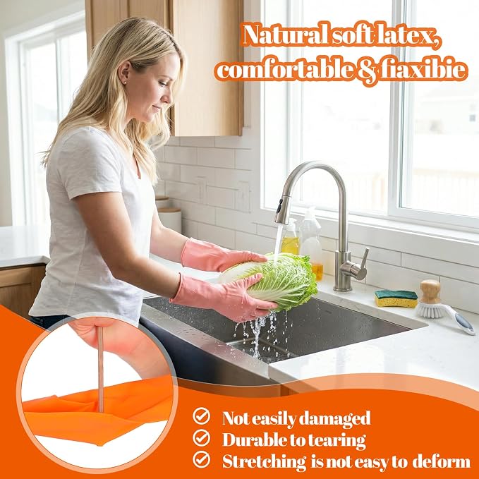 12 Pairs Kitchen Gloves for Washing Dishes, Rubber Cleaning Gloves for Dishwashing, Household Washing Dishes Cleaning Gardening, Non-Slip Dishwashing Gloves Reusable for Women Men, 3 Colors