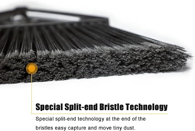 Heavy Duty Broom Outdoor Indoor, Upgraded Commercial Angle Brooms, Black Broom for Sweeping House, Restaurant, Kitchen, Garage, Courtyard