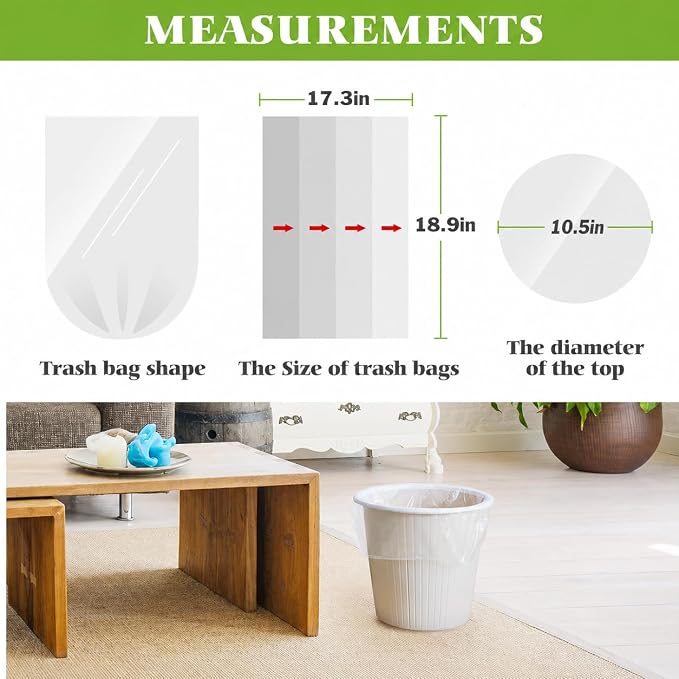 Teivio Small Trash Bags 3 Gallon 150 Counts 3 Gallon 3.1 Gallon 3.2 Gallon fit 10 liter Garbage Bags, Waste Basket Bags,Bathroom Trash Can Bin Liners, Plastic Bags for home office kitchen, Clear | Fit 10-12 Liters,2.5,2.6,2.8Gal,Mini Plastic Waste Bask...