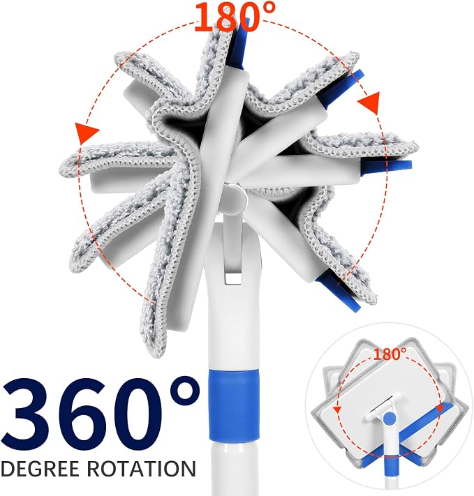Baseboard Cleaner Tool with Handle, Wall Cleaner with Extendable Long Handle ,Door Frame Cleaning Tool Including 4 Reusable Cleaning Pads. Quick Clean Baseboard Cleaning, Ceiling and Wall.