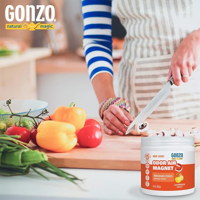 Gonzo Odor Absorbing Gel - 2 Pack - Odor Eliminator for Car Closet Bathroom and Pet Area, Captures and Freshens Odors - 14 Ounce