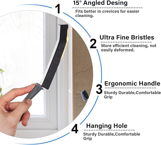 Crevice Cleaning Brush Hand-held Crevice Cleaning Tool, Gap Cleaning Brush, Crevice Cleaning Tool, Small Crevice Cleaning Brush for Kitchen Bathroom Tiles Window Track Cleaning Brush (2 Pack)