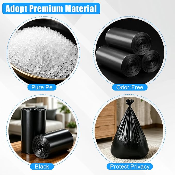 Tall Kitchen Trash Bags 13 Gallon Garbage Bags 50 Liters Plastic Trash Can Liners Waste Basket Bin Liners for Home Office Outdoor 160 Counts
