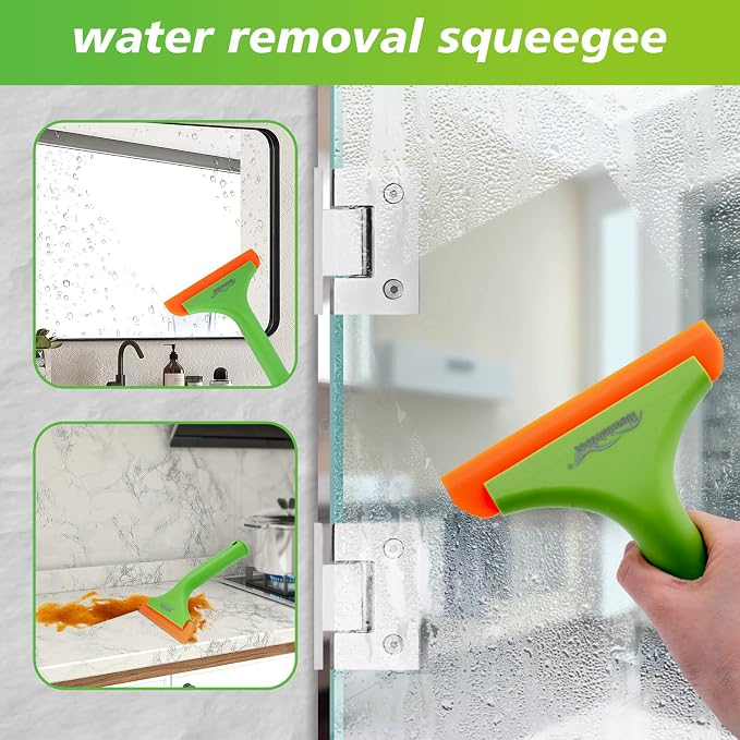 NEWISHTOOL All-Purpose Small Silicone Squeegee Window Tint Tool, 3 Pack | Small Squeegee for Shower Glass Door Mirror Car Windshield Kitchen Countertops Cleaning Water Removal Scraper w/ Hanging Hole
