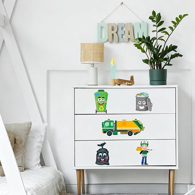 24 Sheets Garbage Truck Make a Face Sticker, Make Your Own Trash Truck Stickers Garbage Mix and Match Sticker for Home School Classroom Crafts Activities Reward Birthday Party Favors