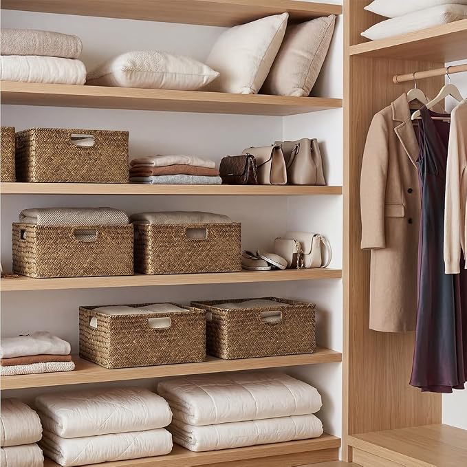 StorageWorks Extra Large Wicker Baskets for Organizing, Seagrass Baskets | Seagrass Baskets, Wicker Baskets for Storage, Wicker Storage Baskets for Shelves, Woven Baskets for Storage, Rectangle Basket