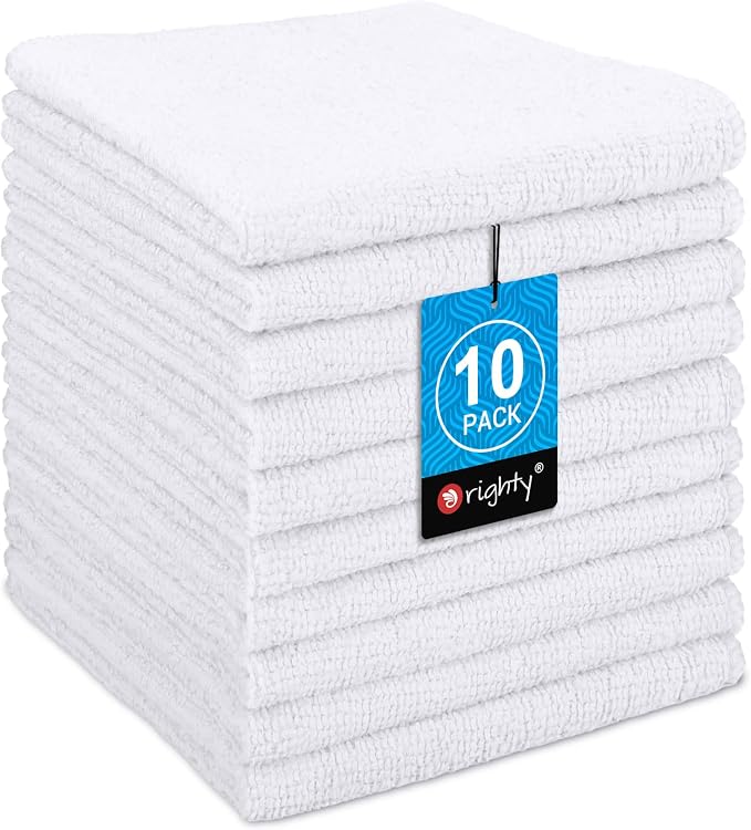 Orighty Wash Cloths, Face Towels 12x12 Inch 10 Pack | Soft Quick-drying White Washcloths, Multi-Purpose Microfiber Face Cloths for Bathroom, Gym, Spa, Hotel, Travel