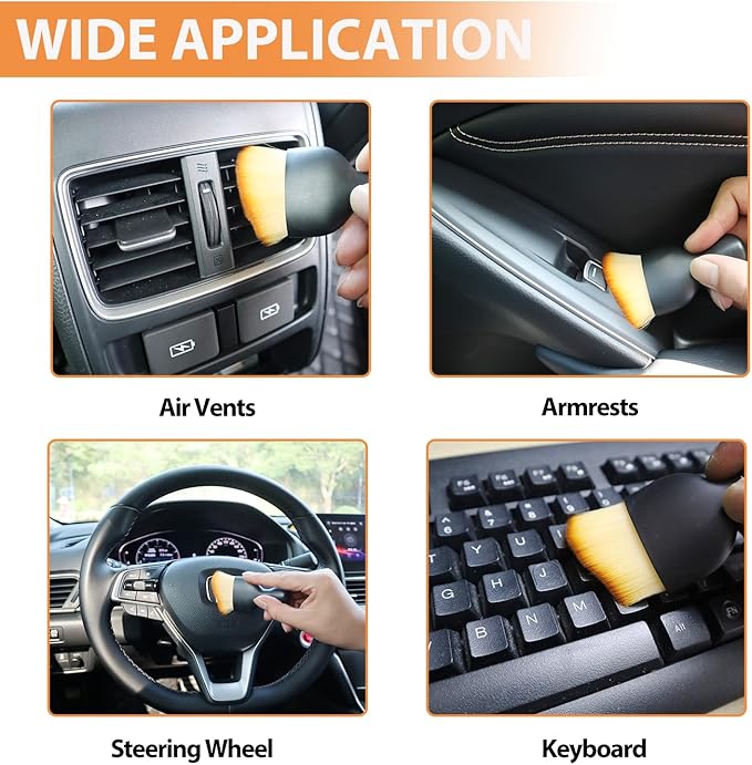 2PCS Car Interior Detailing Brush Soft Bristle Detail Brushes,Dash Duster Cleaning Brush,Car Accessories for Women,Interior Cleaning Tool for Automotive,Truck,SUV,RV