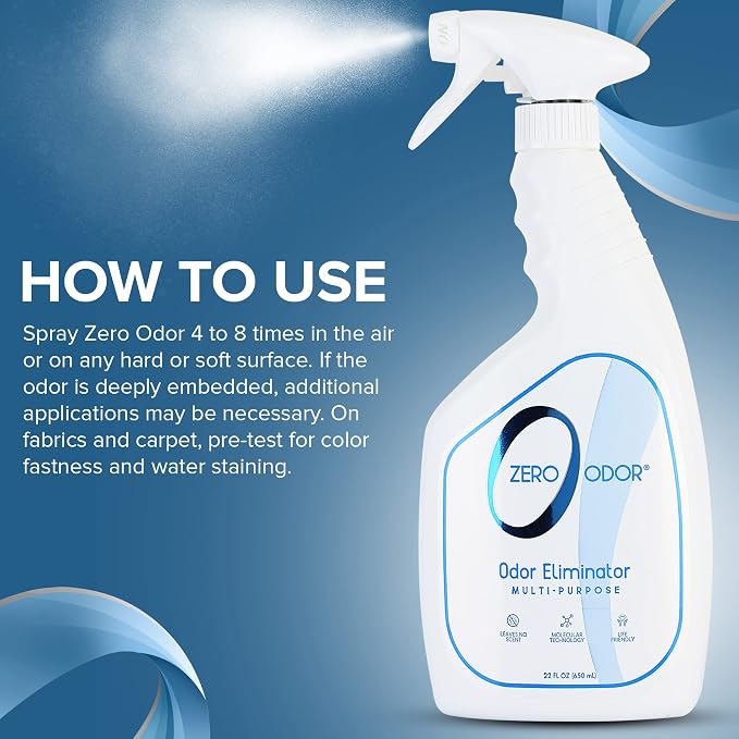 Zero Odor Multi-Purpose Odor Eliminator, Fabric & Room Deodorizer, 22 oz | Odor Eliminator Spray for Hotel, Bathroom, Basement, Trash & Upholstery, Air and Surface use