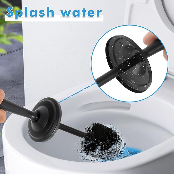 Black Toilet Brush and Holder Set,Toilet Bowl Brush and Holder | Heavy Duty Toilet Brush for Bathroom, Stainless Steel Toilet Cleaner Brush,Deep Cleaning,Space Saving,Covered Brush
