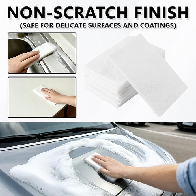 12PCS White Non Woven Pads & Non Scratch Scrubbing Pads 4x6 Inch | Light Duty Scouring Pad & Abrasive Surface Scrubber Multi Scouring Sponge for Polishing Cleaning Pads Non Abrasive