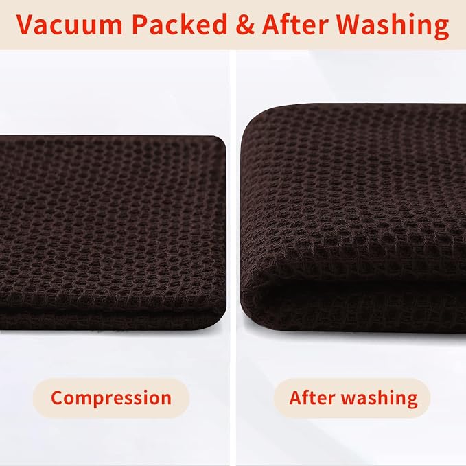Homaxy 100% Cotton Waffle Weave Kitchen Dish Towels 6-Pack, Dark Brown | 13 x 28 Inches, Ultra Soft Absorbent Dish Towels, Quick Drying Cleaning Towels