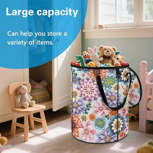 BIGCARJOB Boho Floral Big Trash Can with Lid, 22.83x17.71, Outdoor Recycling Bin Large Trash Can Outside Garbage Storage Bag for Camping Travel Beach, Highland Cow