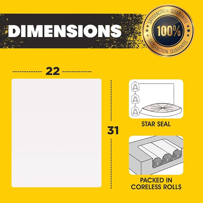 Aluf Plastics 12-16 Gal Clear Trash Bags, 1 MIL (EQ.), 22" x 31" (500 Pk)