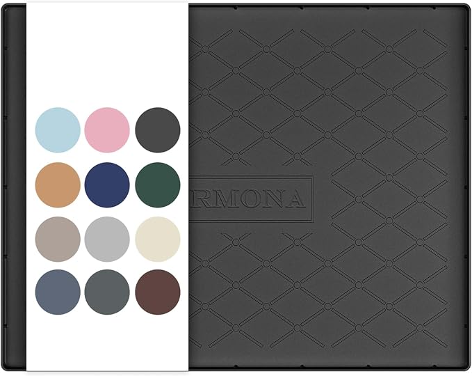 URMONA Under Sink Mat 25 x 22 in, Waterproof Silicone Cabinet Protector | Waterproof, Oil-Resistant, Raised Edge, Cabinet Liner, Shelf Protector, Pet Food Mat, Storage Mat, Easy to Clean, Black