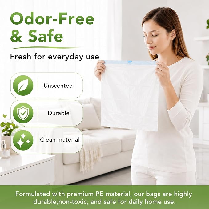 Delxo 1.6 Gallon Small Drawstring Trash Bags Mini Garbage Bags 60 Counts | Code Fit 1.2 - 2.0 Gallon Bathroom Trash Can Bin Liners, 4.5-8 Liter Plastic Garbage Bag for home office kitchen, White