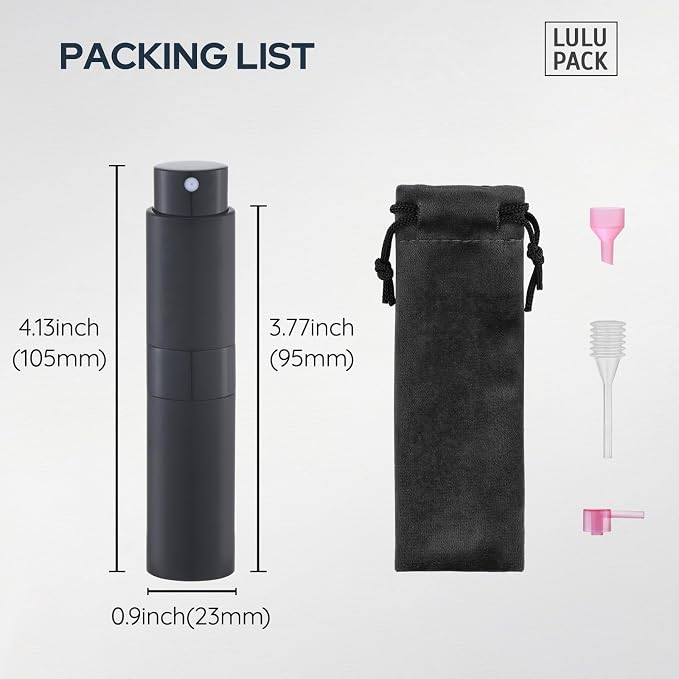 Lulupack Travel Perfume Bottle Refillable - Cologne Spray Atomizer Mini - Small Travel Size Empty Sprayer for Refill Sample Container - Portable Fragrance Decant Dispenser for Women Men 8ml 4PCS Grey