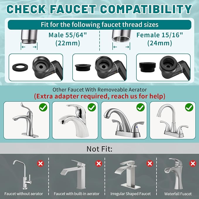 CECEFIN 1440 Swivel Faucet Extender for Kitchen/Bathroom Sink, NSF/ANSI 372 | Black Tap Aerator Extension, 1080° Large-Angle Splash, 2-Water Outlet Spray, Rotating Robotic Arm, Wash Hand/Face