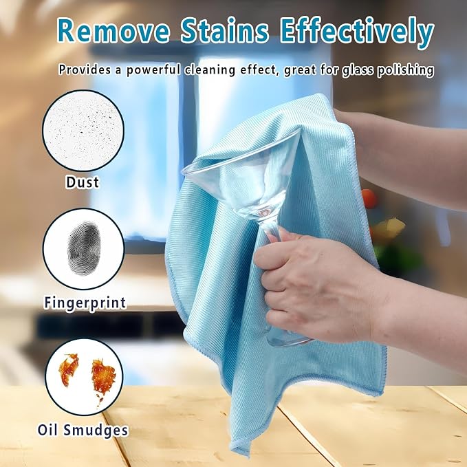 6 Pcs Glass Cleaning Cloth for Window Eyeglass Mirrors Stainless Steel