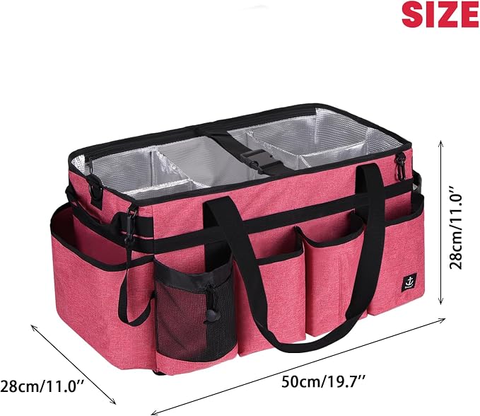Extra large Cleaning Caddy Bag Built-in hard plastic Aluminum foil lining | Waterproof nylon, aluminum foil lining, quick-drain PVC mesh bottom, for housekeepers