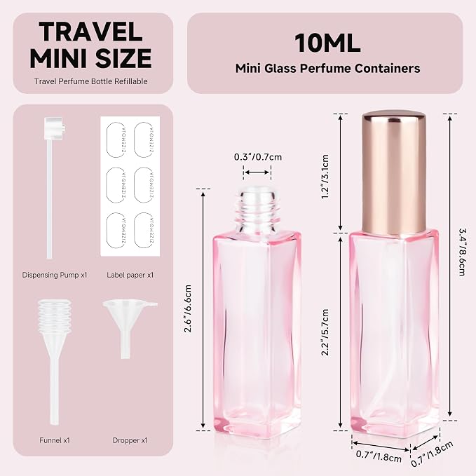 Perfume Travel Refillable 3 Pack 10ml Leak Proof Travel Perfume Bottles | Leak Proof Glass, Easy Refill, TSA Friendly Size, Fine Mist Spray Perfume Atomizer Ideal for Travel, Purse and Daily Carry