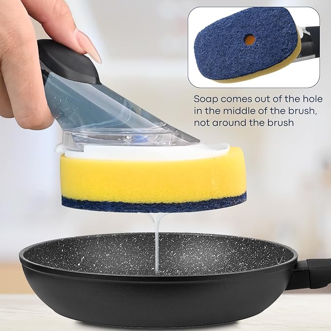 Sponge Brush Refills for OXO Soap Dispensing Dish Brush 8 Pack Refill Heads | Scrub Replacement Head for Scrubber Non-Scratch Sponge Replacement Head Fits Soap Dispensing Handle for Pots Pans Sink