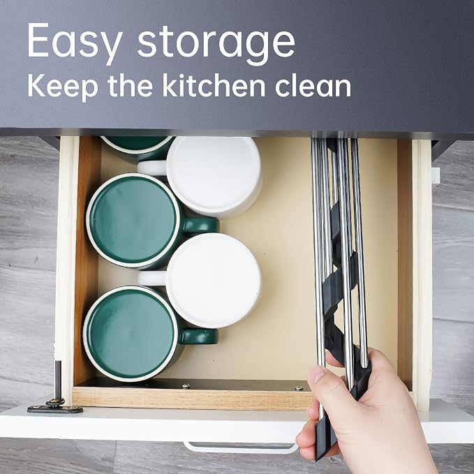Tomorotec Triangle Roll Up Dish Drying Rack 304 Stainless Steel Black | BPA-Free Food-Grade Silicone Edges Foldable Waterproof Rustproof Heavy-Duty Space Saver Heat Resistant to 550°F