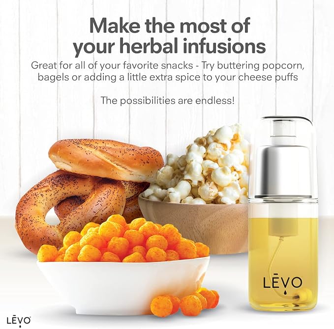 LEVO - Fine Oil Mister - Pressurized Oil Sprayer for Cooking, Air Fryer and Salad Making - Glass Sprayer - 6 fl oz